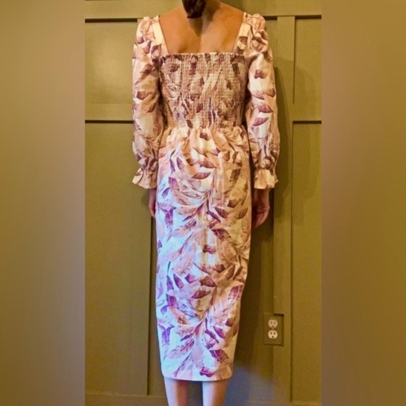 Revolve House of Harlow 1960 Linen Puff Sleeve Sweetheart Midi dress - Picture 6 of 9